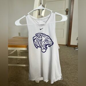 Nike White Dri-FIT tank with Purple Tiger Graphic